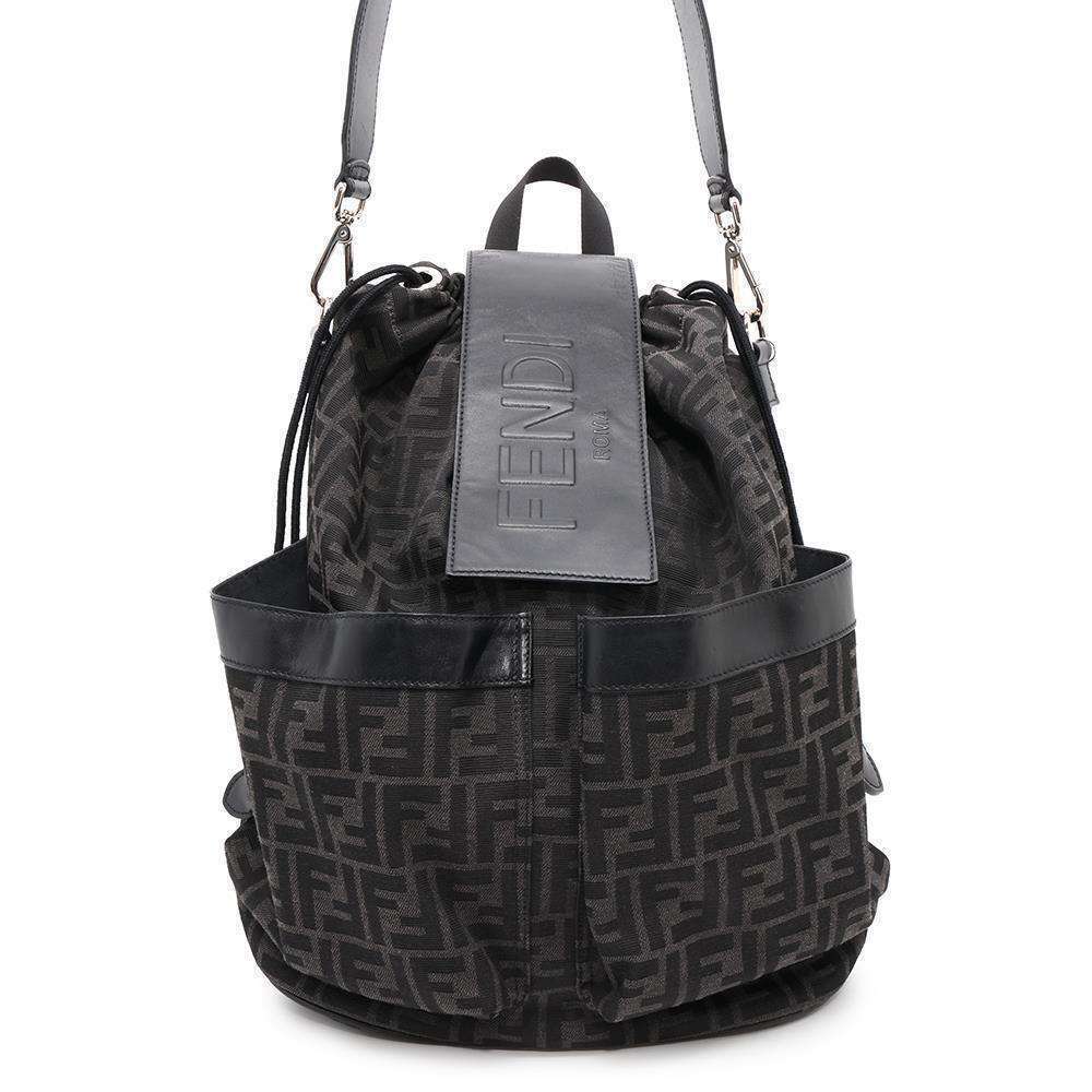 Fendi Strike Zucca Backpack Shoulder Bag Black